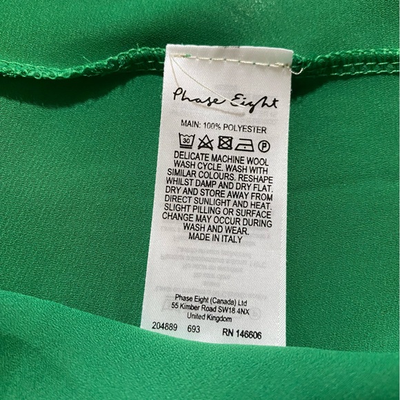 Phase 8 Emerald Green Sheer Short Sleeved Shift Dress w Ruffles Size UK18 US14 - Picture 8 of 9